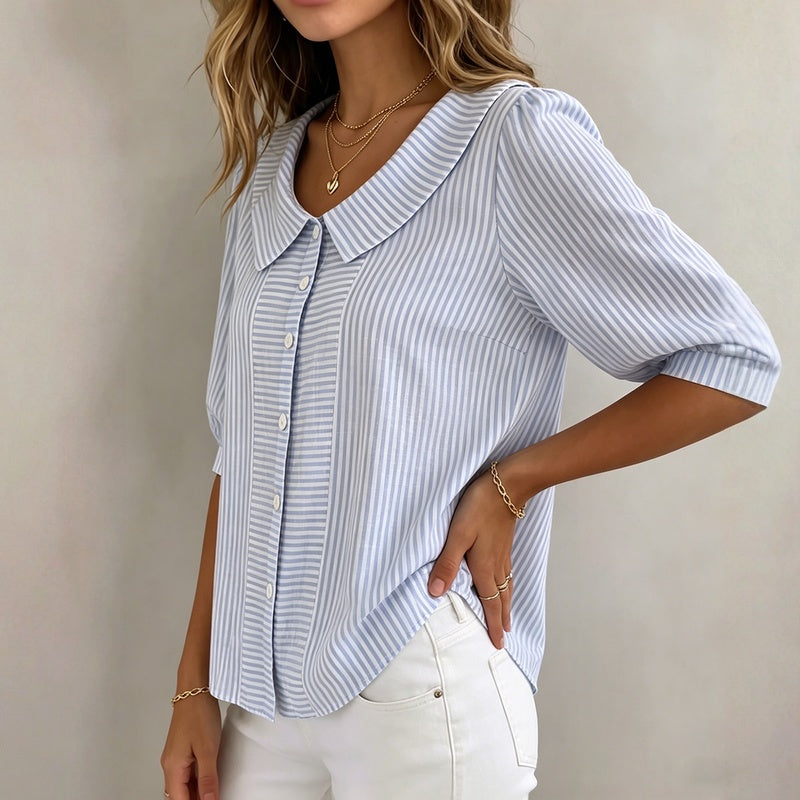 Casual Striped Shirt, view 4 - Elena Harper