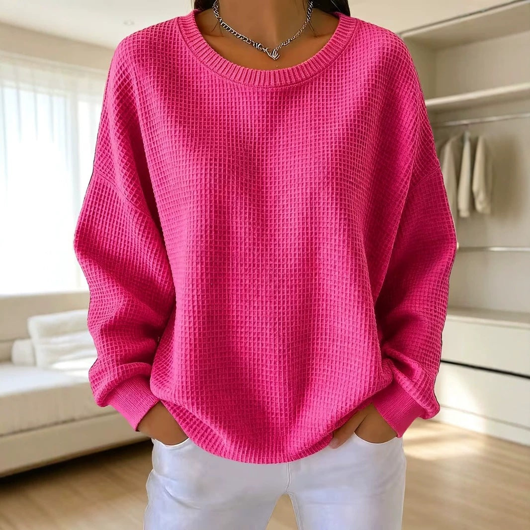 Women's Waffle Patchwork Sweatshirt - Soft and Casual
