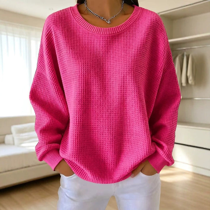 Women's Waffle Patchwork Sweatshirt - Soft and Casual