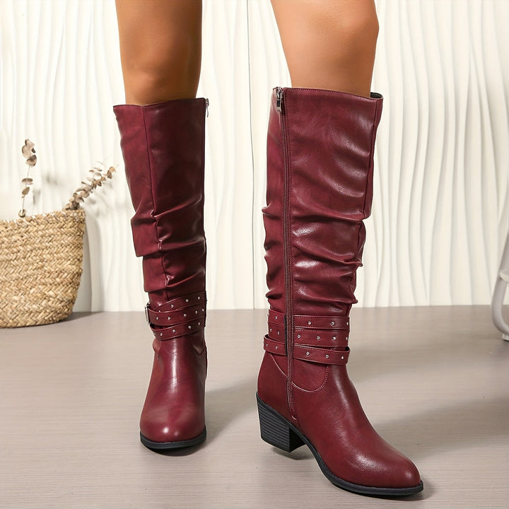 Ragnhild Stylish Knee-High Slouch Boots for Everyday Wear, view 10 - Elena Harper