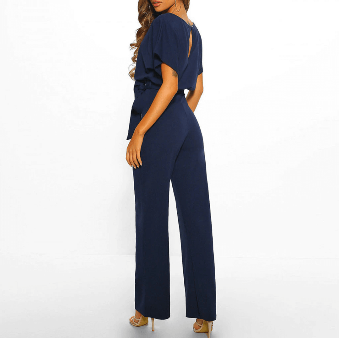 Women's Wide Leg Belted Jumpsuit