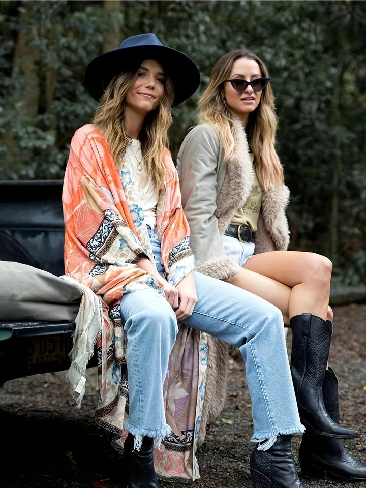 Bohemian Maxi Dress with Floral Print Nomadic Elegance, view 5 - Elena Harper