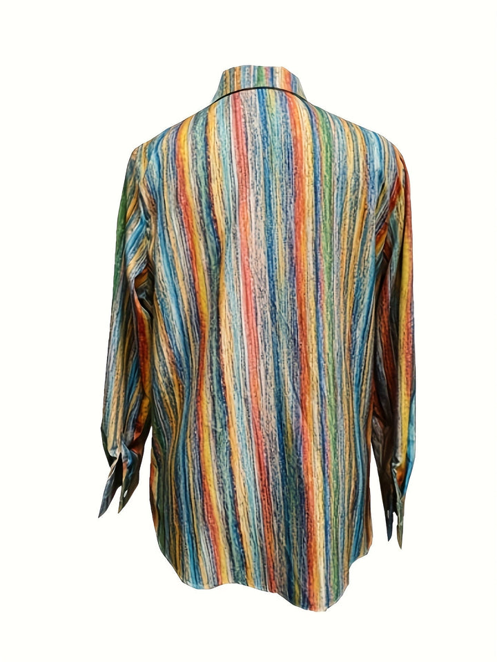 Women's Striped Long Sleeve Button-Up Casual Fit Shirt
