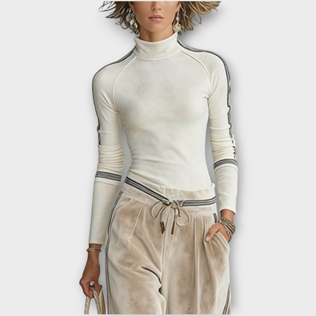 Upper Knit Set with Contrast Finish and Lounge Velvet Pants