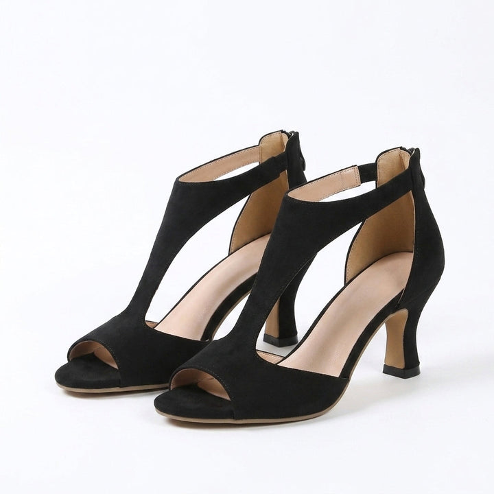 Black Orthopedic Heeled Sandals Comfortable Block Heel Summer