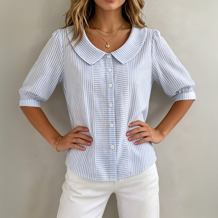 Casual Striped Shirt, view 3 - Elena Harper