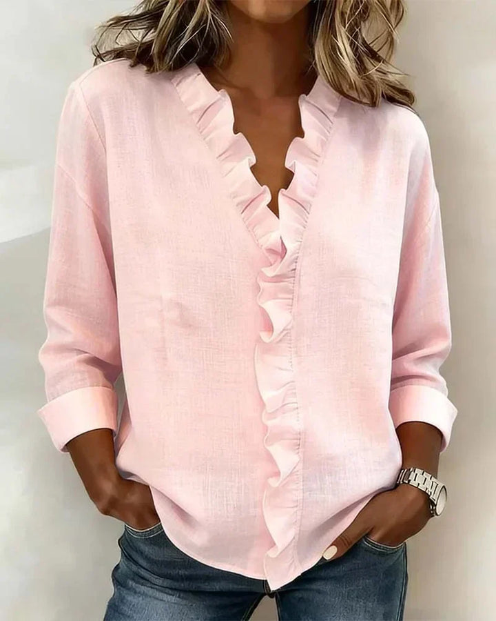 Lightweight Women's V-Neck Blouse - Fluid and Elegant