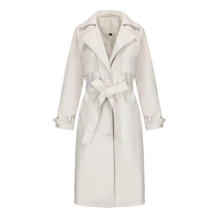 Elegant Premium Long Coat for Women – Belted Coat with Notched Collar and Loose Fit