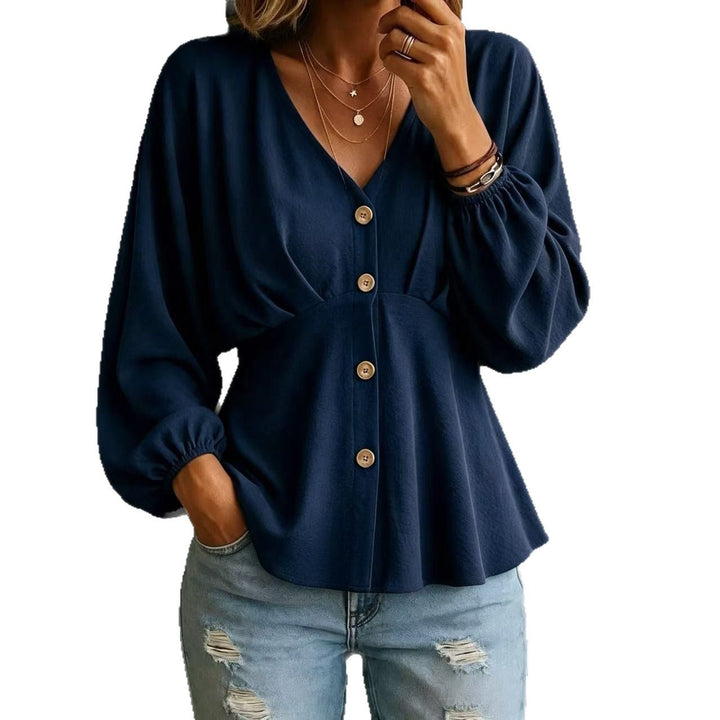 Draped blouse for women with lantern sleeves - Fluid and versatile