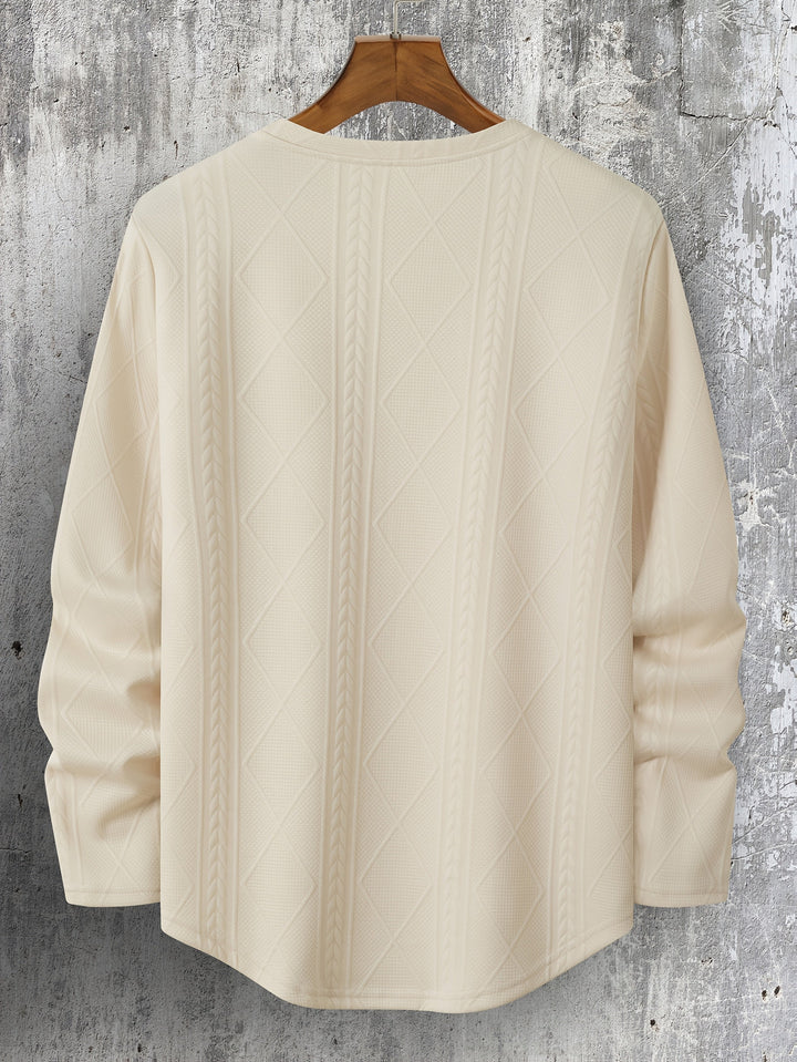 Lyman Long-Sleeve Hooded Sweatshirt with Geometric Pattern, view 7 - Elena Harper