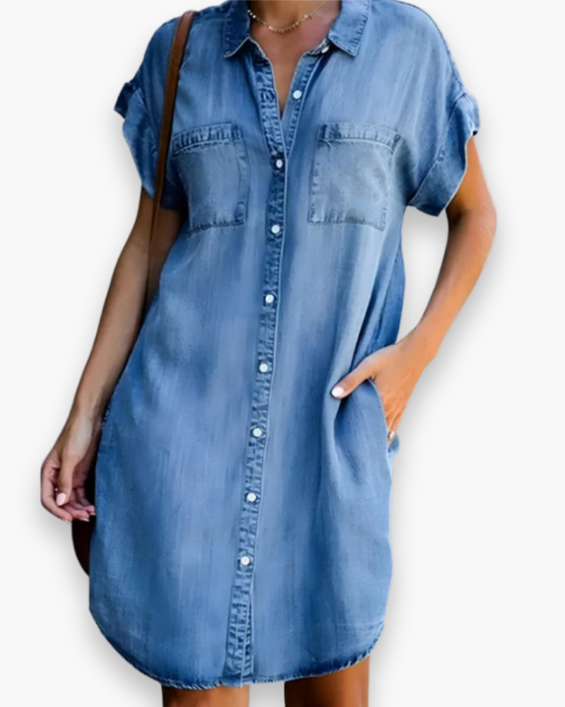 Women's Denim Shirt Dress | Elegant Mini