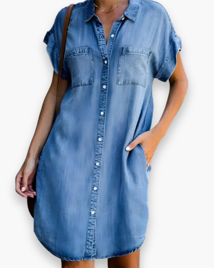 Women's Denim Shirt Dress | Elegant Mini
