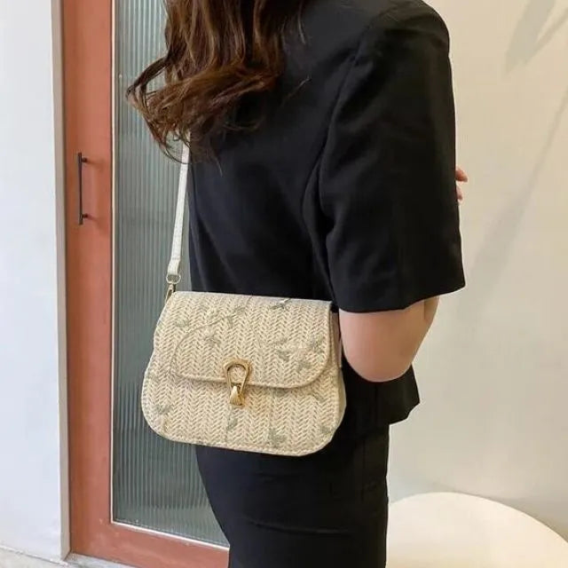 Shoulder Bag Liana Embroidered Straw Perfect for Sunny Days, view 8 - Elena Harper