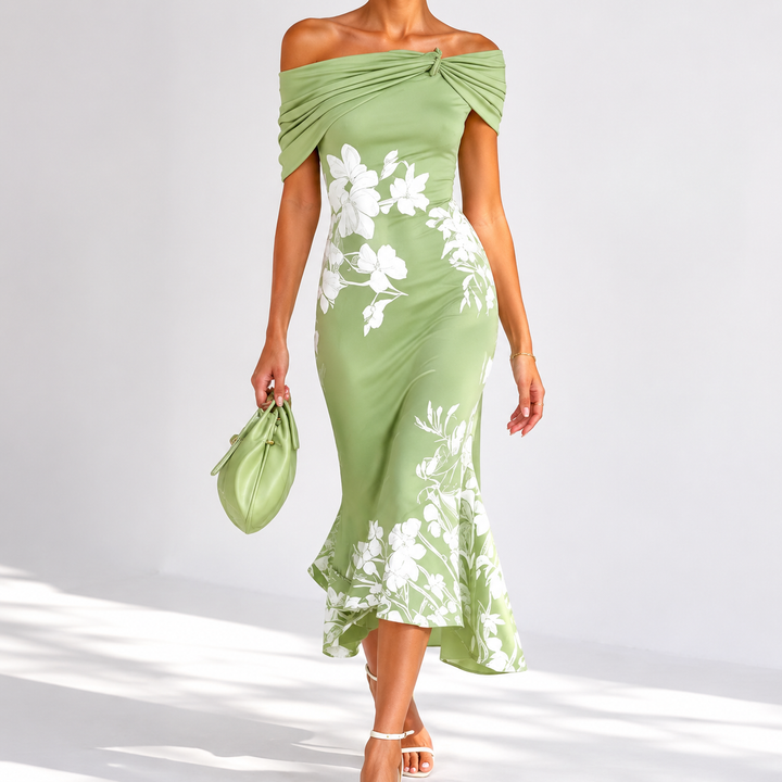 Liguria Off-Shoulder Floral Mermaid Midi Dress