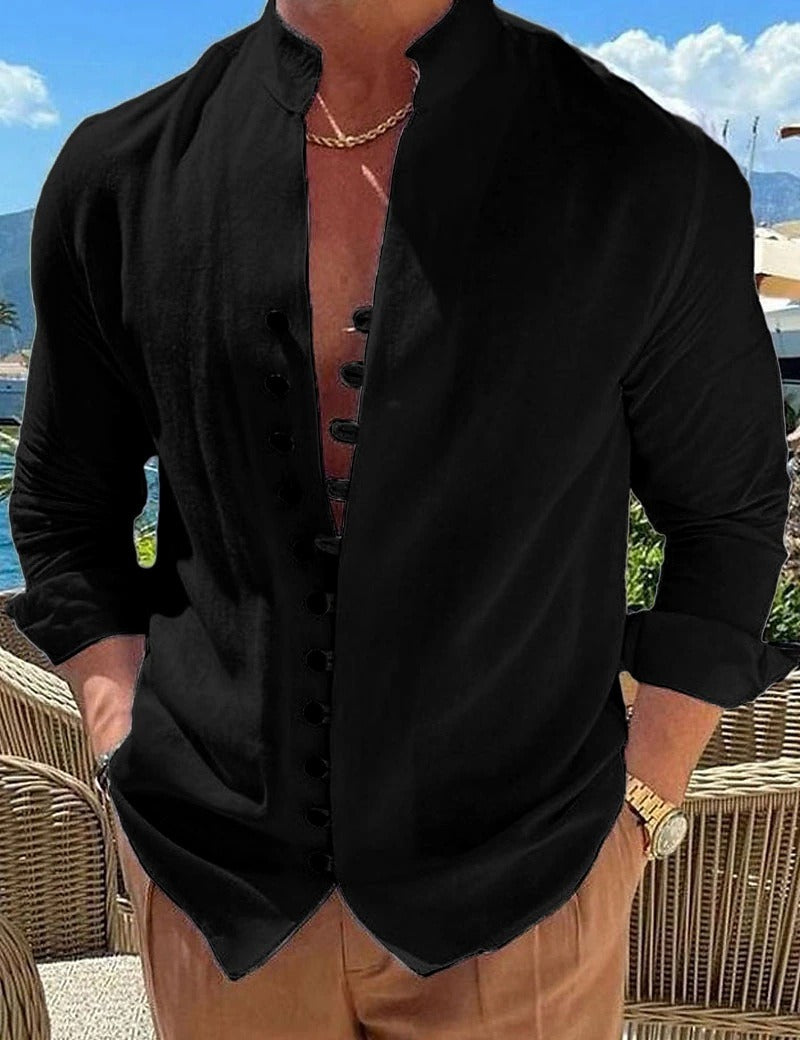 Men's Long Sleeve Button-Down Shirt for Versatile Style