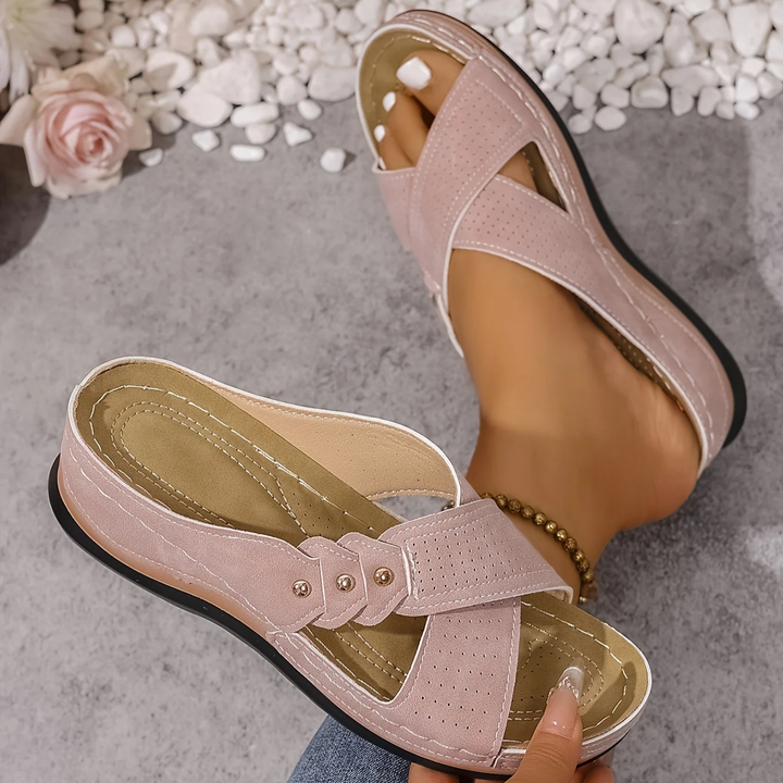 Vanesa Emma & Rose Cape Town wedge sandals with comfortable straps and cork wedge heel, perfect for summer wear.