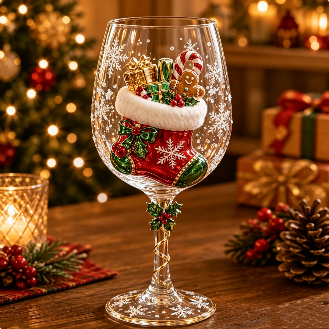 FestivoGlas 3D Christmas Wine Glasses Festive Drinking Enjoyment with Enchanting Christmas Design, view 6 - Elena Harper