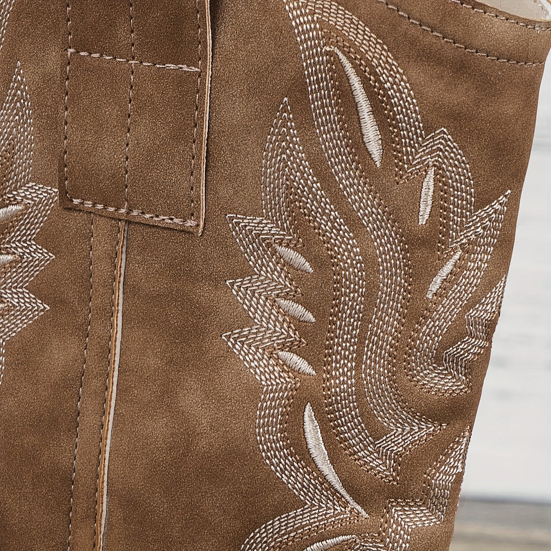 Ladies' Western Boots for Wide Calves with Embroidered Shaft