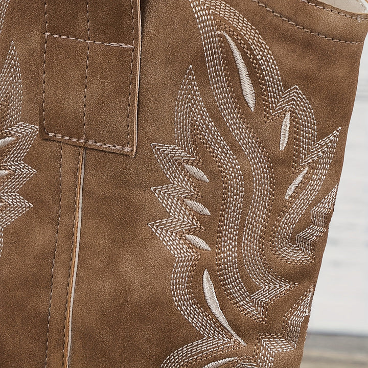 Ladies' Western Boots for Wide Calves with Embroidered Shaft