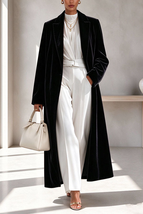 The Velvet Elegance Long Overcoat