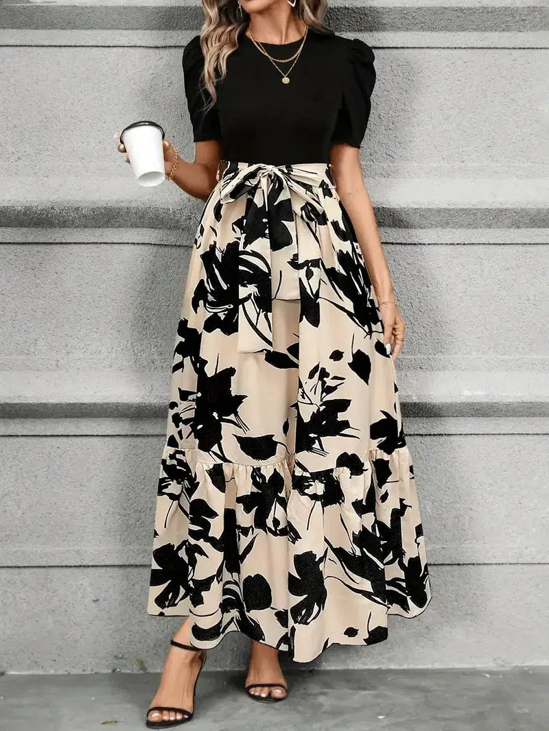 Women's Flowy Botanical Print Maxi Sundress