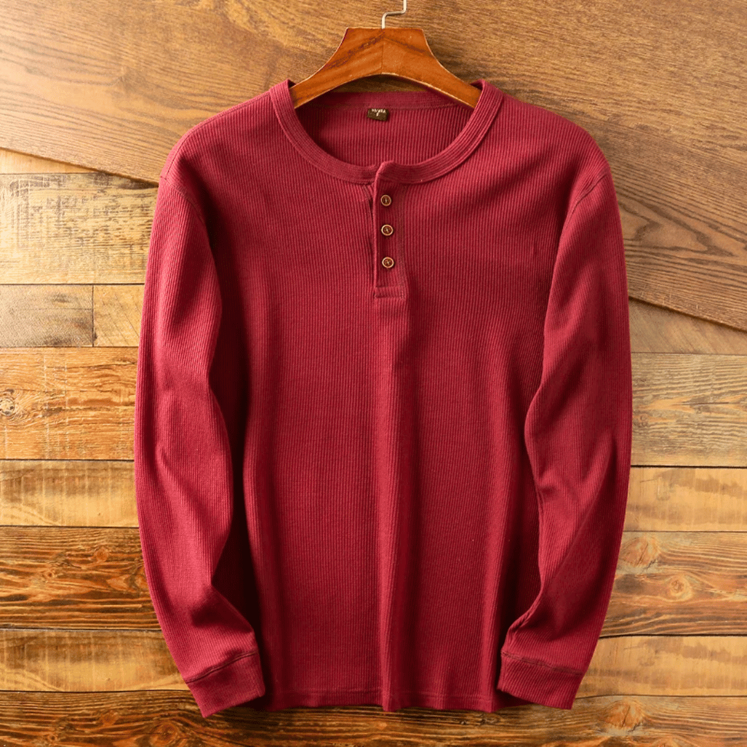 Men's Soft Henley Neck Shirt, view 2 - Elena Harper
