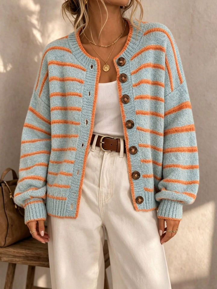 Women's Crew Neck Cardigan – Chic and Casual Euro-American Style