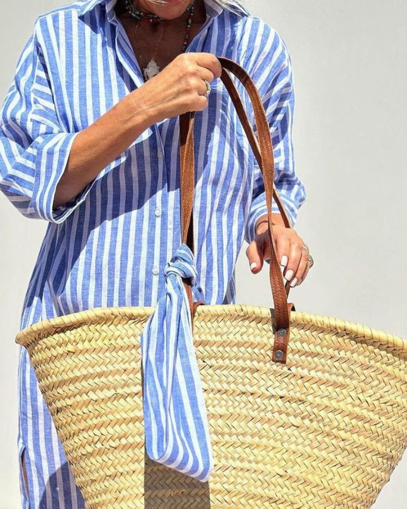 Coby™ | Classic Striped Linen Shirt Dress