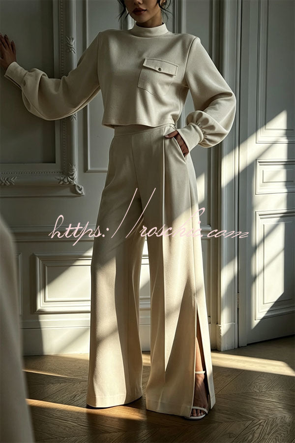 The Ultimate Chic Matching Set: Crop Top & Wide-Leg Pants