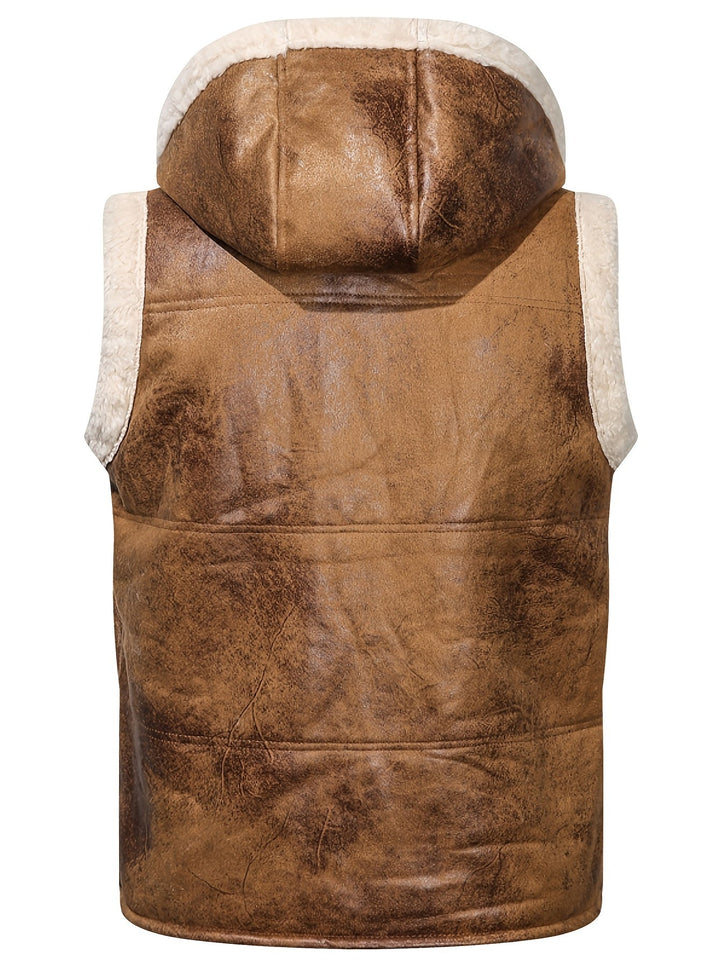 Hooded Vest with Zipper for Men - Elena Harper