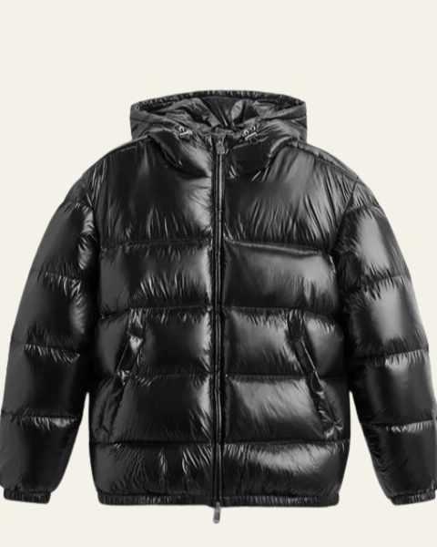 Men's Winter Jacket with Shiny Nylon and Goose Down Filling
