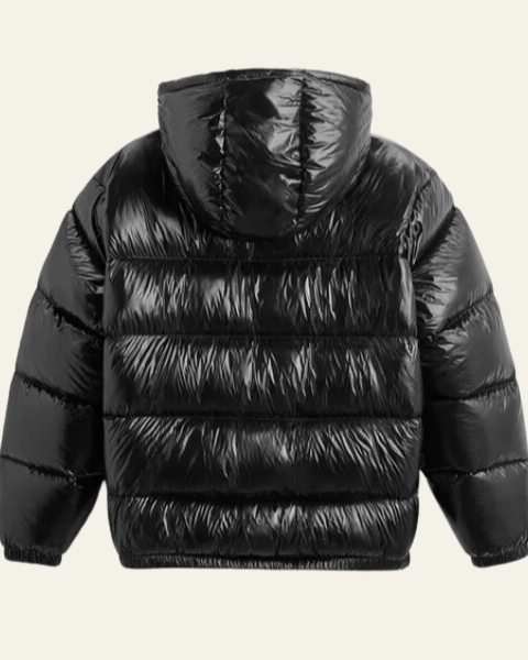 Men's Winter Jacket with Shiny Nylon and Goose Down Filling
