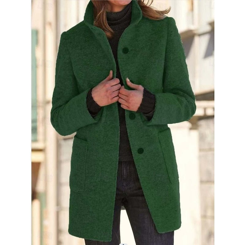 Emma | Elegant and Timeless Wool Trench Coat with Stand-Up Collar