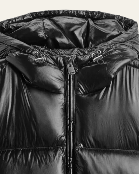 Men's Winter Jacket with Shiny Nylon and Goose Down Filling
