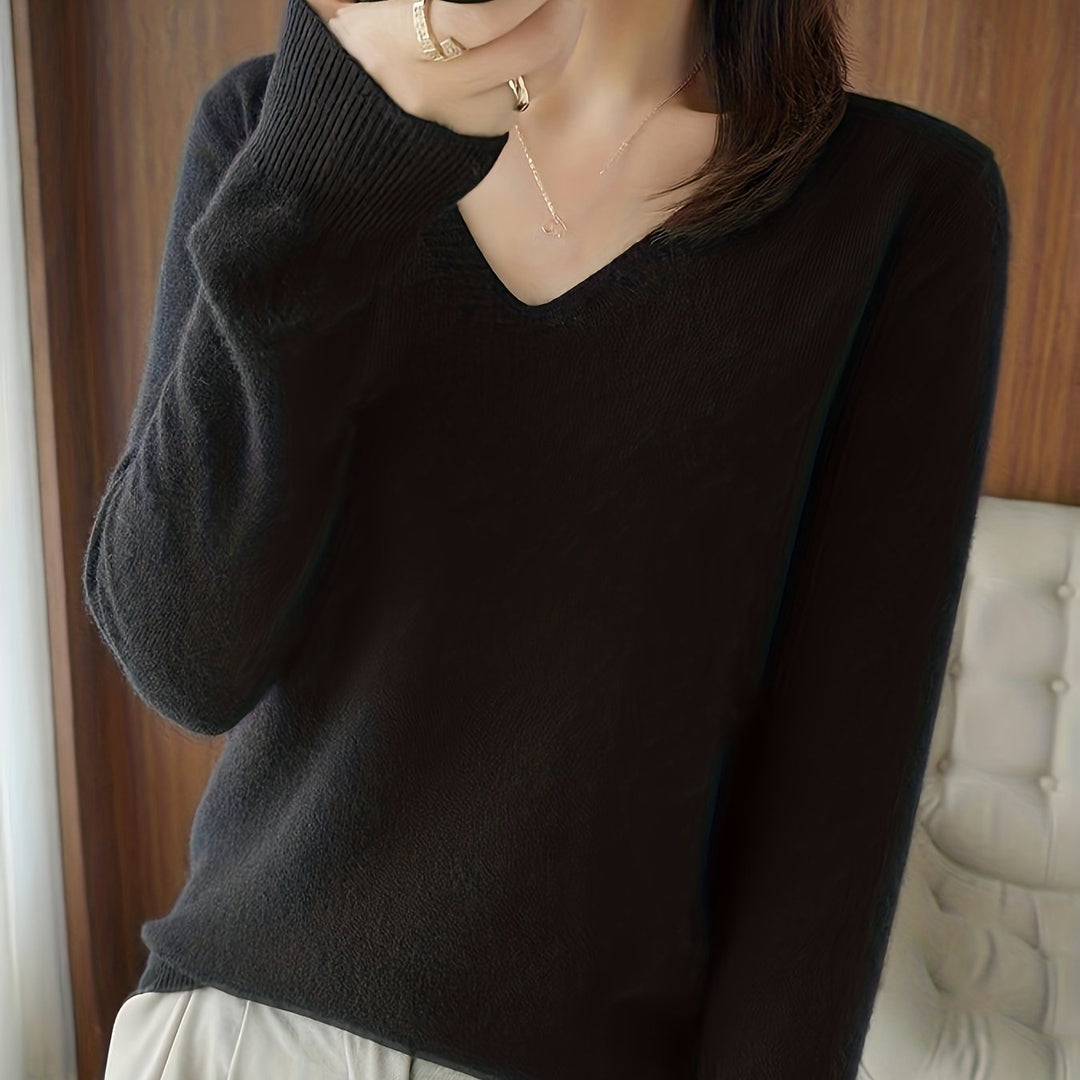 Selene Soft V-Neck Sweater, view 8 - Elena Harper