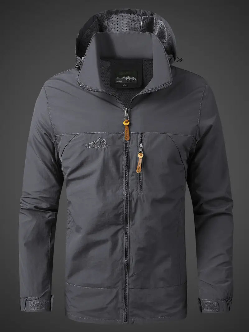 Men's Outdoor Hooded Waterproof Rain Jacket, view 8 - Elena Harper