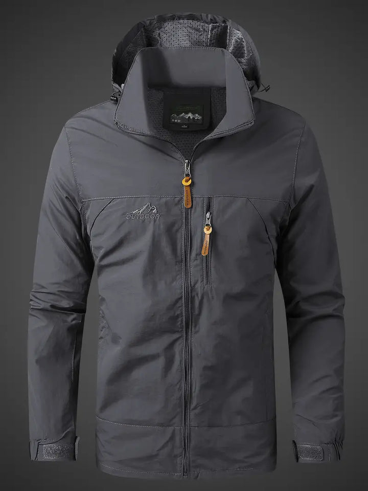 Men's Outdoor Hooded Waterproof Rain Jacket, view 8 - Elena Harper