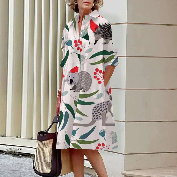 Stretch Fit Knee-Length Midi Dress, view 3 - Elena Harper