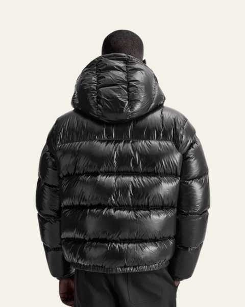 Men's Winter Jacket with Shiny Nylon and Goose Down Filling