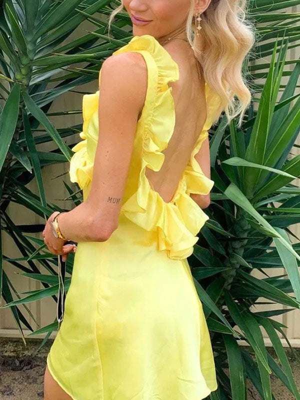 Zinnia Yellow Ruffle Dress - Elena Harper