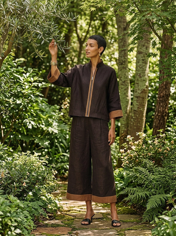 Women's Top & Cropped Wide Pants Set