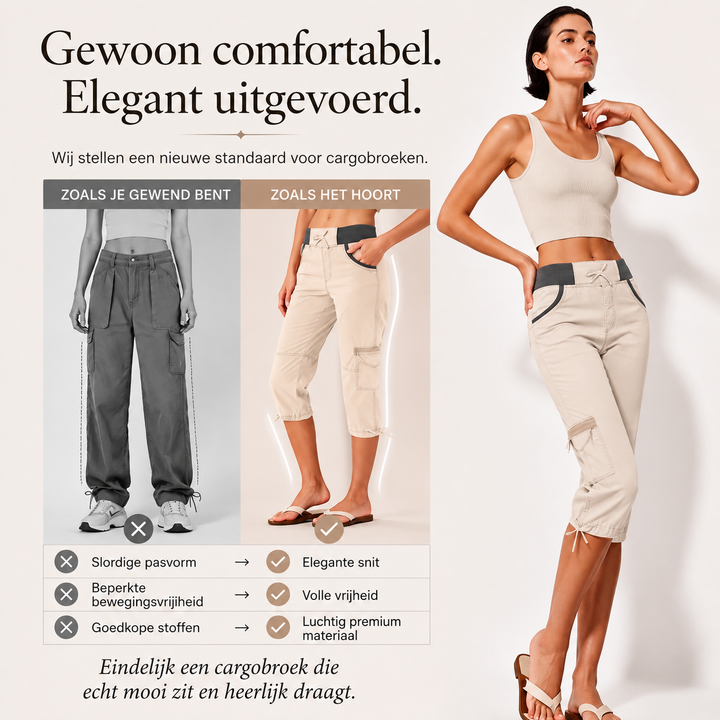 Els High-Waisted Cargo Capri Pants, view 4 - Elena Harper