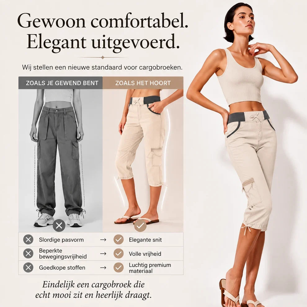 Elise™ | High-Waist Cargo Capri Pants with Pockets