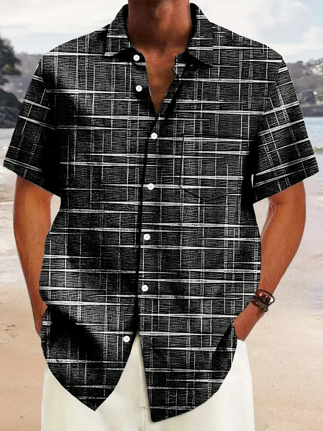 Haroyan Stylish Shirt with Checked Stripe Pattern, view 2 - Elena Harper