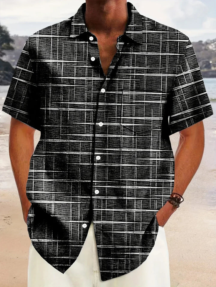 Haroyan Stylish Shirt with Checked Stripe Pattern, view 2 - Elena Harper
