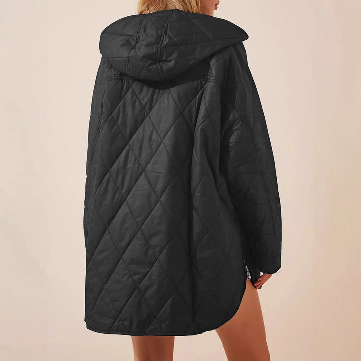 Women's Quilted Effect Jacket with Hood - Yvianne