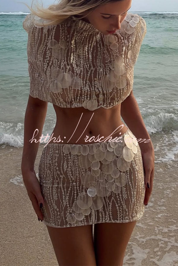 Sun-Kissed Sheer Embellished Two-Piece Set