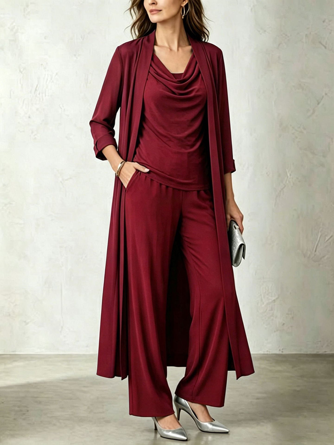 Women's 3-Piece Set: Long Cardigan and Pants