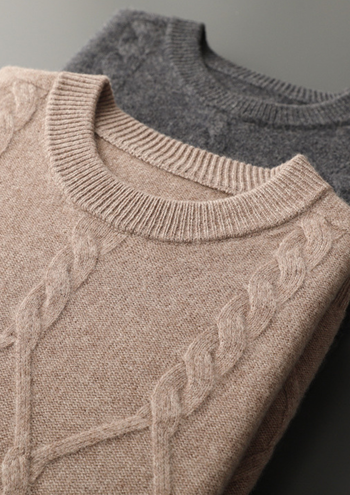 Emma & Rose cashmere patterned crewneck — premium knitwear