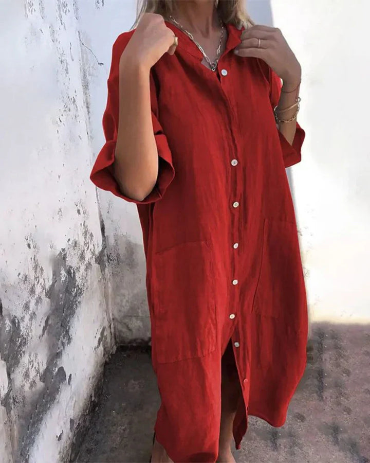 Aguilera Stylish Shirt Dress with Buttons, view 4 - Elena Harper